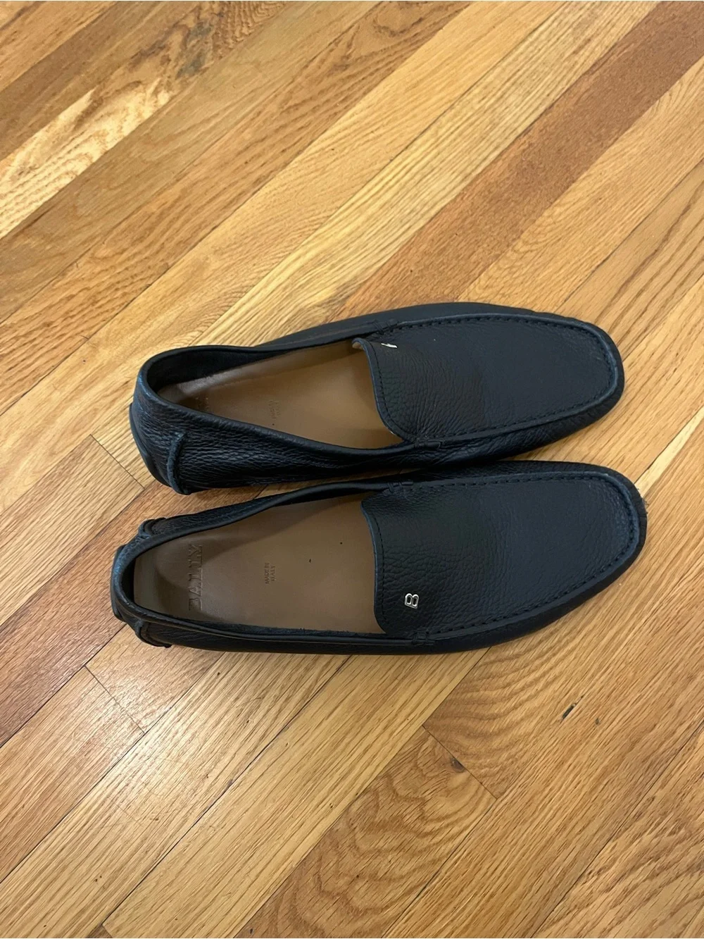 Bally Black Leather Slip-On Driving Loafers